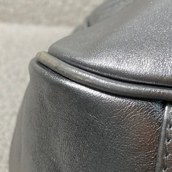 Authentic Pre-Owned Burberry Silver Leather Extra Large Ribbed Motorcycle Bag - Picture 11 of 16